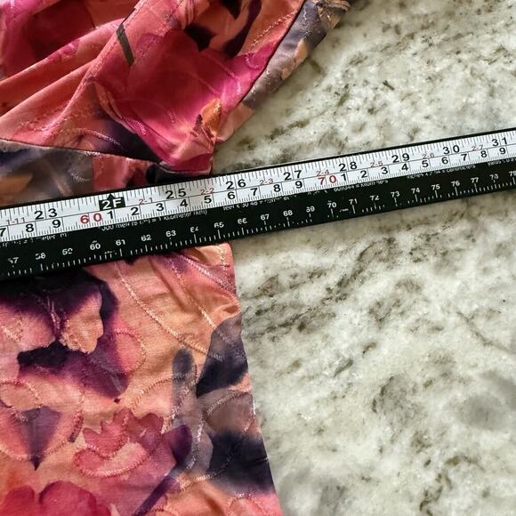 Cocomo Y2K Studded Floral Top 1X Plus Boho Roll Tab Stretchy Abstract Pleated - Picture 7 of 9